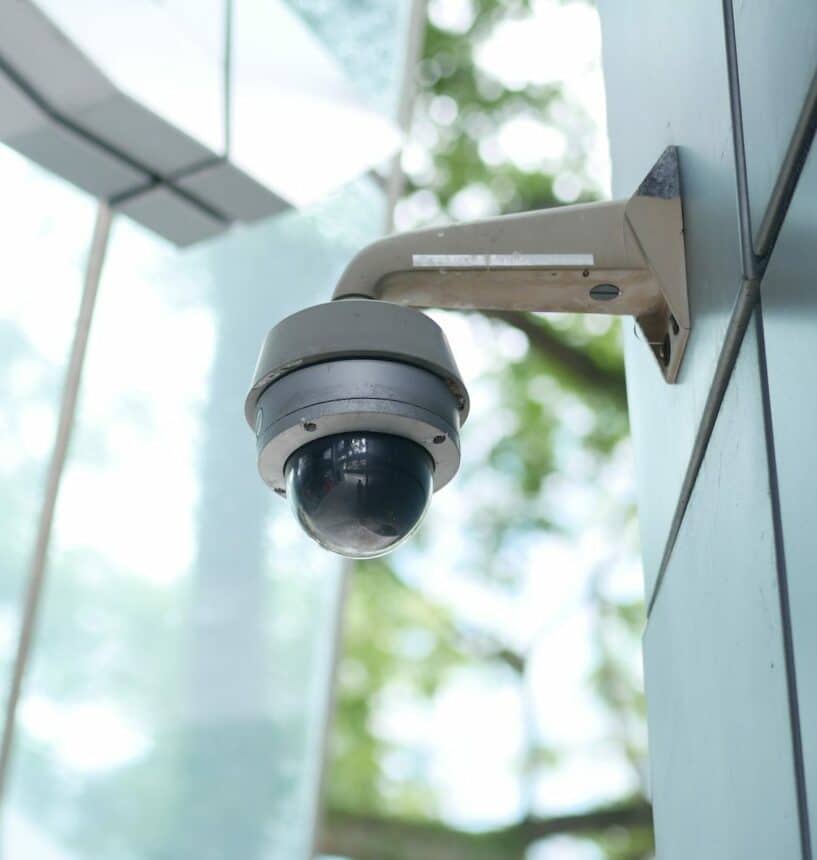 CCTV security camera operating outdoor