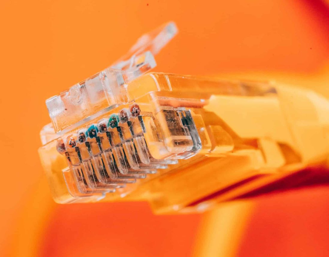 Close up of rj45 or cat5 or cat5e or cat6 Ethernet cable