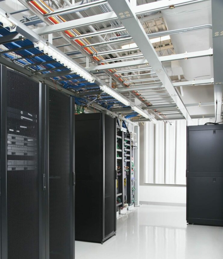 Computer servers in server room