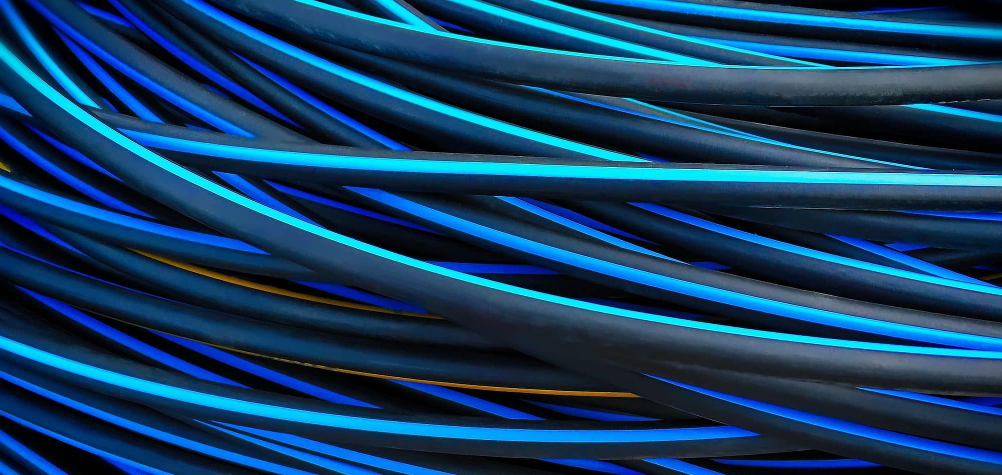 Full Frame Background of Blue Electrical Cable Wires with Stripes