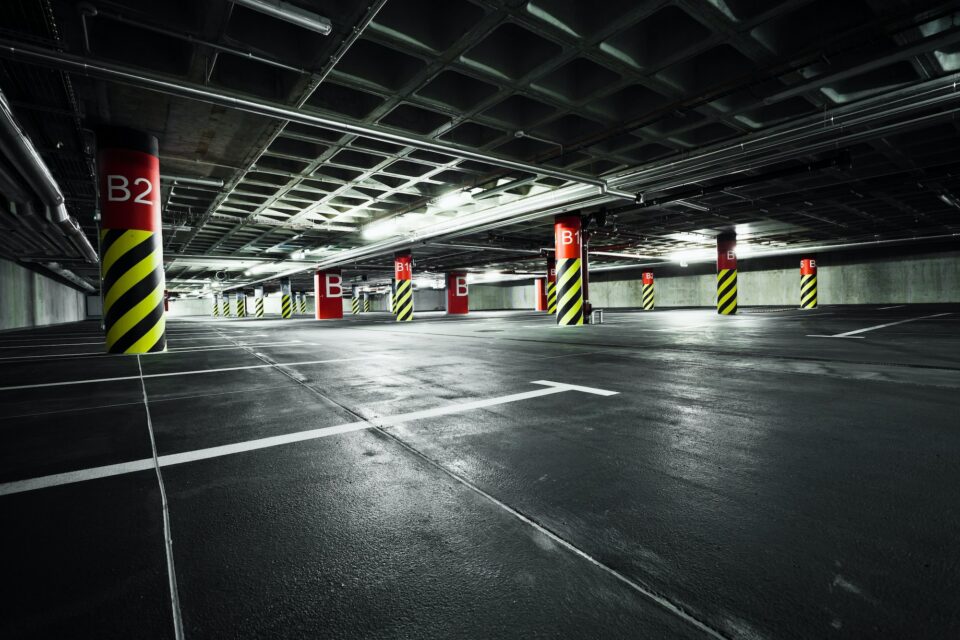 Parking garage underground interior