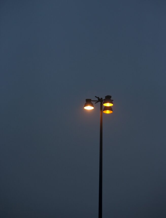Parking Lot Lights at Dusk