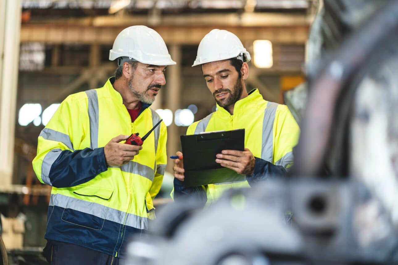 professional technician engineer working to control electrical power and safety service system