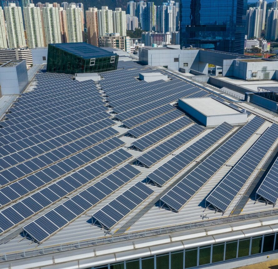 Solar panel on roof top building