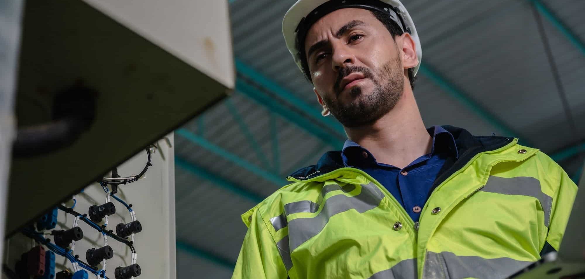 technician inspection engineer working to maintenance a construction equipment industry