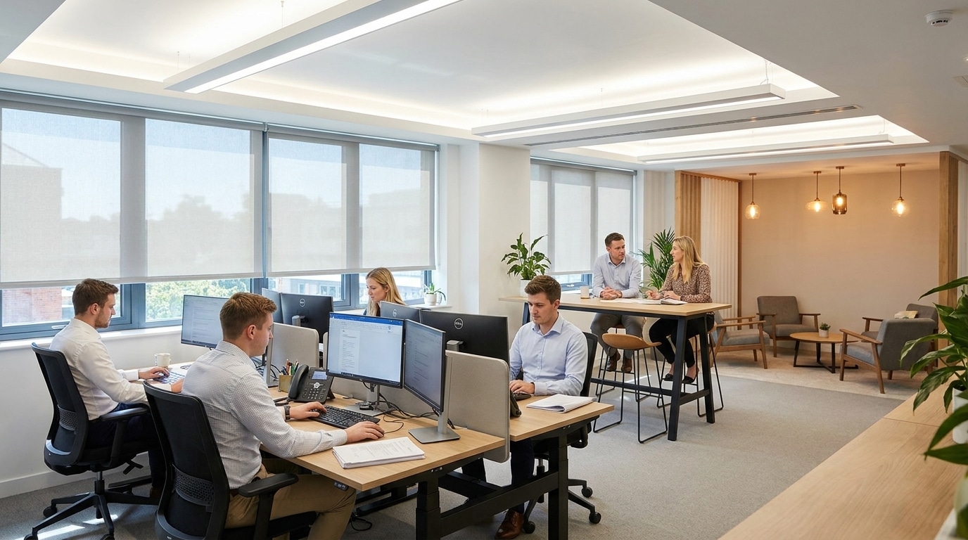 designing commercial lighting layouts for employee health and productivity