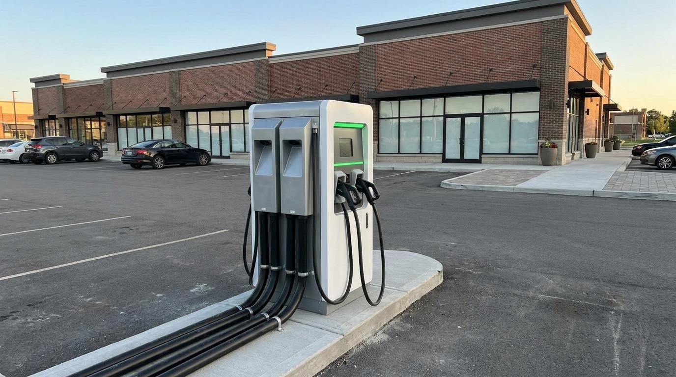 outdoor infrastructure and ev charging system integration for retail plazas